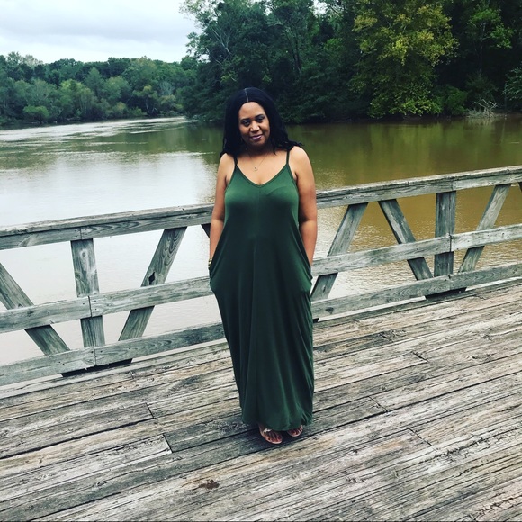 green camisole dress